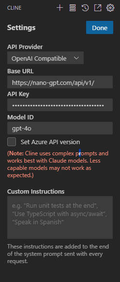 Using Cline with Bitcoin.com AI